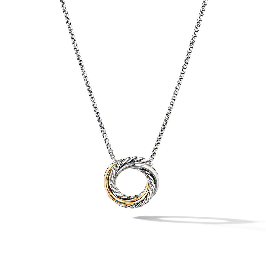 Crossover Mini Pendant Necklace with 18K Yellow Gold