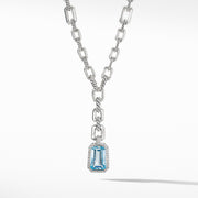 Stax Drop Pendant Necklace with Blue Topaz and Diamonds
