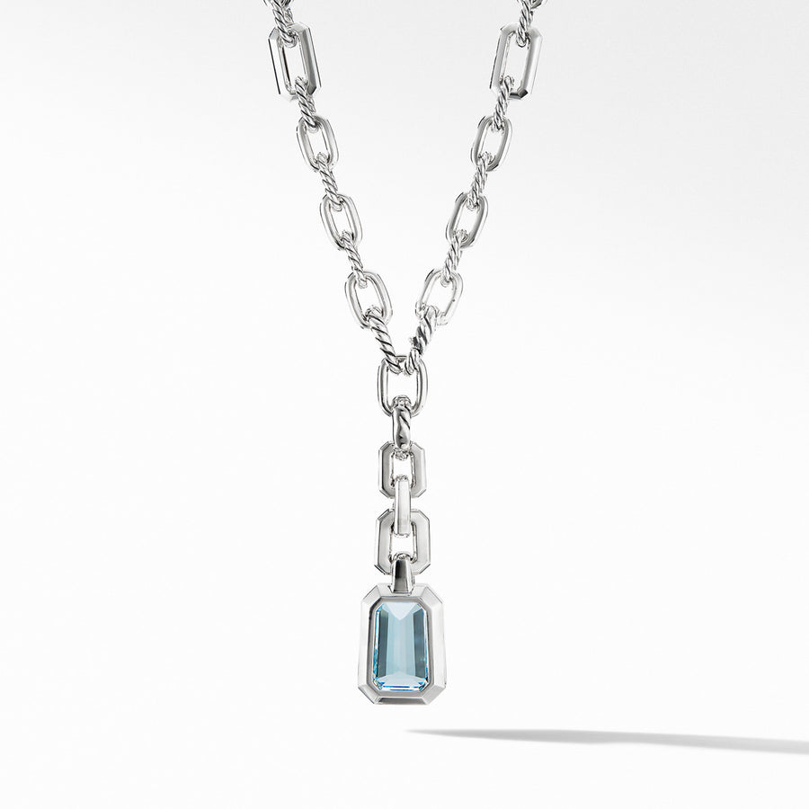 Stax Drop Pendant Necklace with Blue Topaz and Diamonds