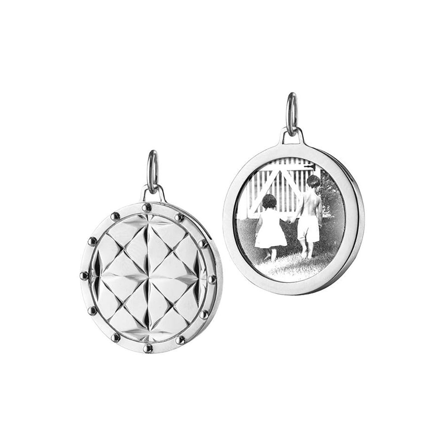 Sterling Silver Round Mosaic Half Locket