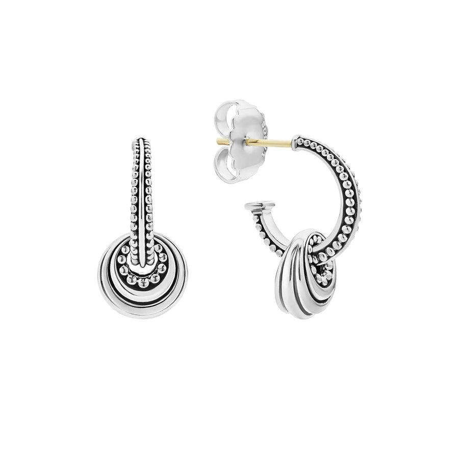 Fluted Disc Beaded Hoop Earrings