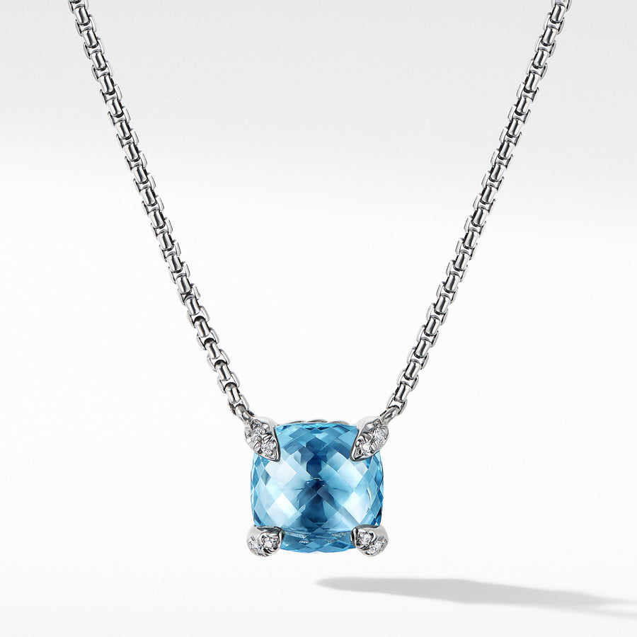 Chatelaine Pendant Necklace with Blue Topaz and Diamonds