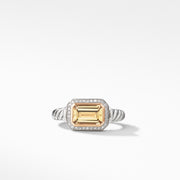 Novella Ring with Champagne Citrine, Pave Diamonds and 18K Rose Gold