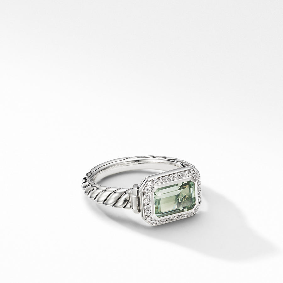 Novella Ring with Prasiolite and Pave Diamonds