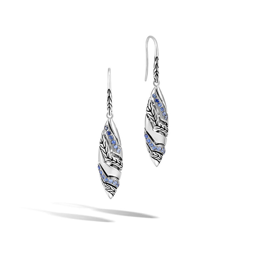 Lahar Silver Marquise Drop Earrings with Blue Sapphire