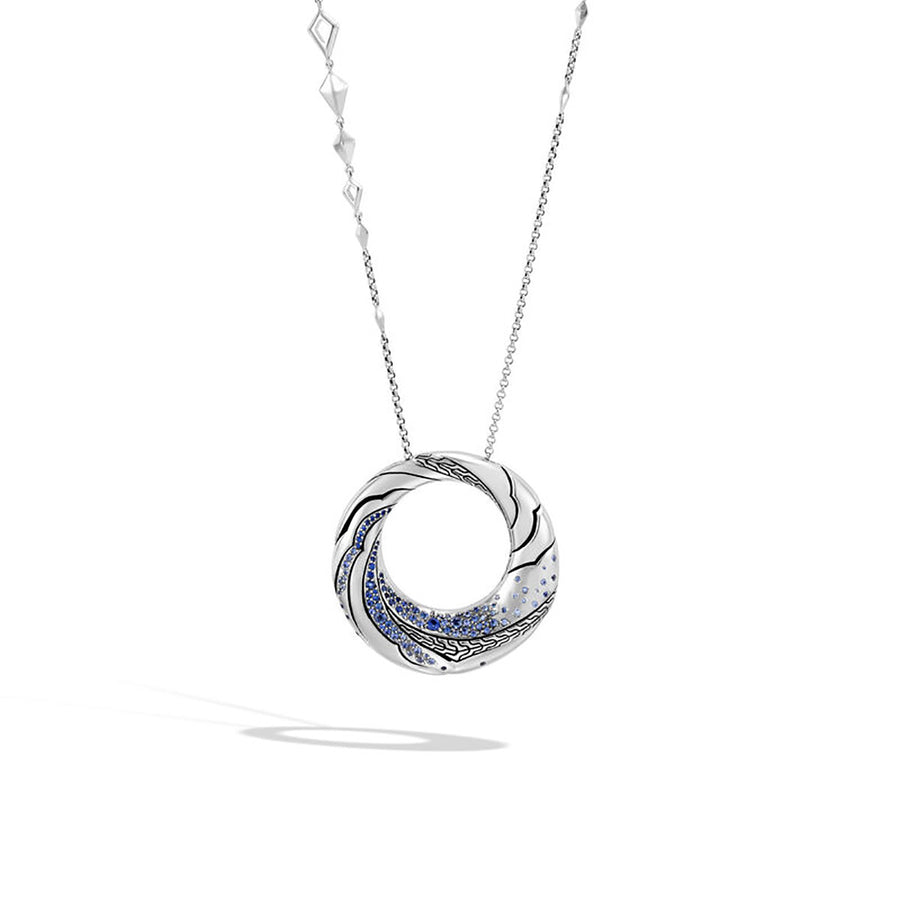 Lahar Silver Mini Rolo Chain Necklace with Blue Sapphire