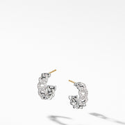 Belmont Curb Link Small Hoop Earrings with Pave Diamonds