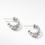 Belmont Curb Link Small Hoop Earrings with Pave Diamonds